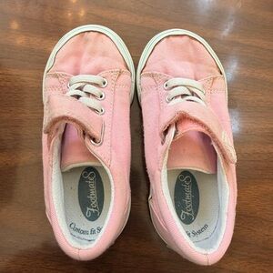 FootMates Girls Pink Canvas Velcro & Lace-Up Sneakers